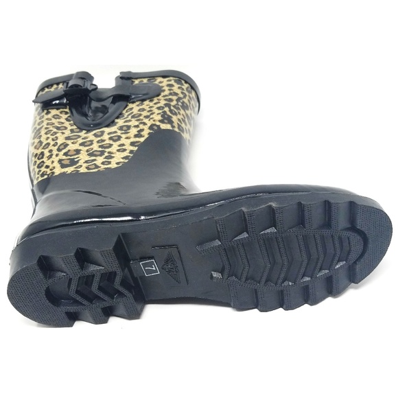 Women 11" Rubber Rain Boots Wellies * Animal Print - Picture 2 of 4